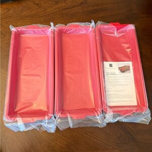 Chicago Metallic Set of 3 Medium Silicone Baking Trays - Red - NEW